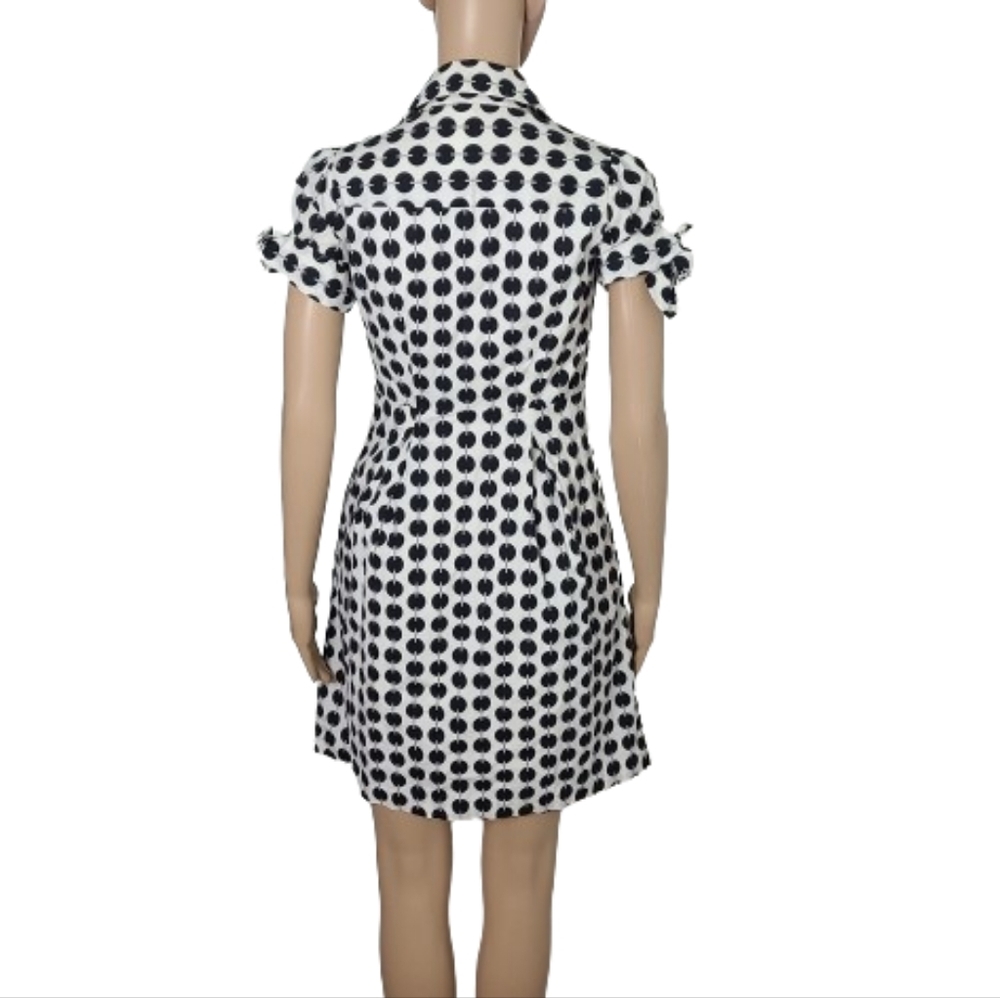 Club Monaco Black & White Pleated Mini Shirt Dress Women's Size 0 - Picture 10 of 13